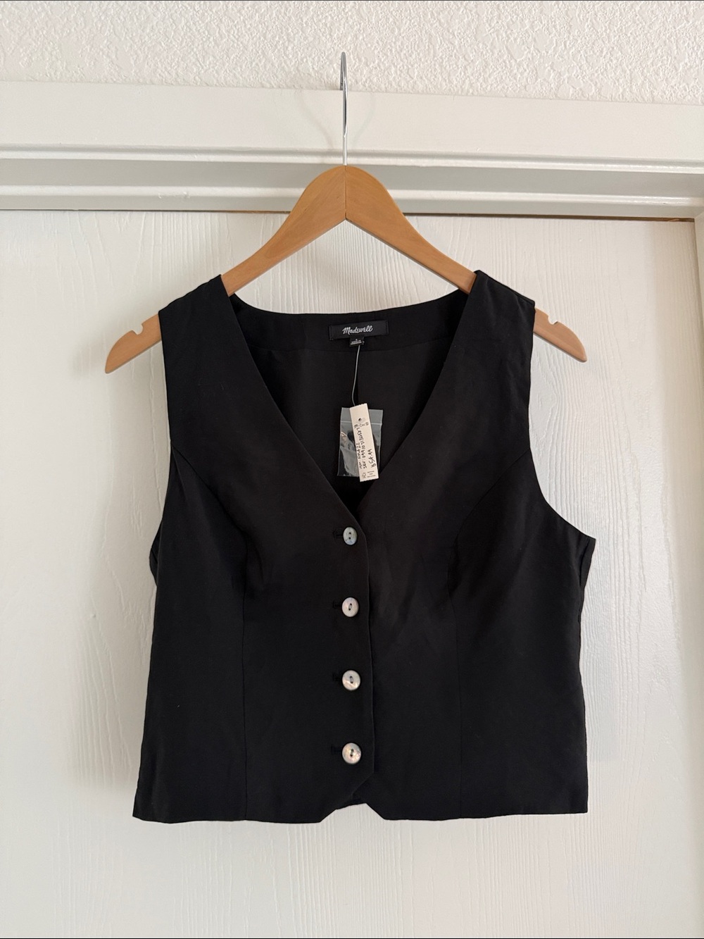 NWT Madewell Katrina Crop Button
Vest Top In True Black Softdrape Size 4 - Picture 2 of 7